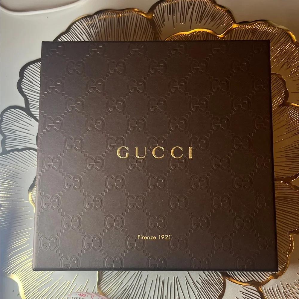 Gucci Dark Brown Belt Box with Gold Accents